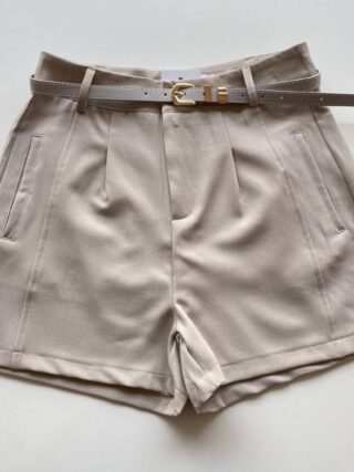 Short Feminino Alfaiataria Louise Bege com Cinto - Fernanda Ramos Store