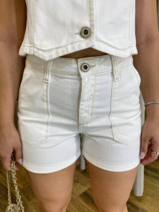 Short Feminino Isabella Jeans com Bolsos Off White 55267 - Fernanda Ramos Store