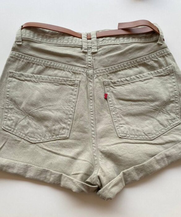 Short Feminino Sarja Boyfriend Alto com Cinto Verde 094790 - Fernanda Ramos Store