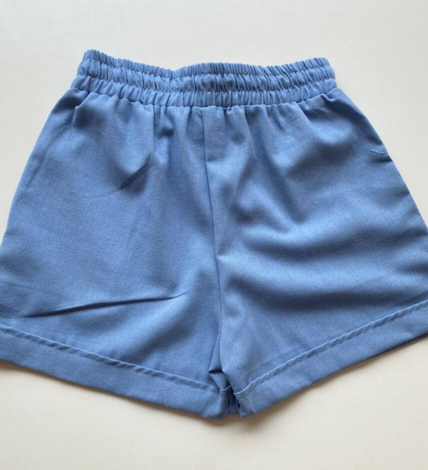 Short Feminino Viscolinho Jade com Bolsos e Amarração Azul - Fernanda Ramos Store