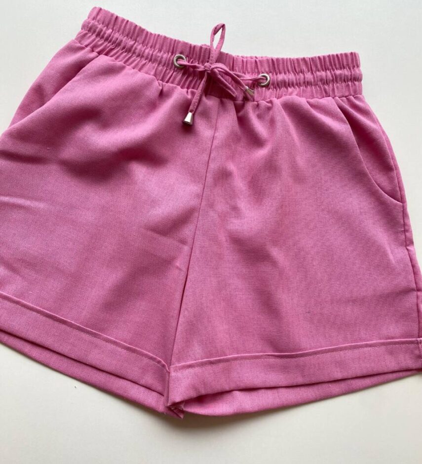 Short Feminino Viscolinho Jade com Bolsos e Amarração Lilás - Fernanda Ramos Store