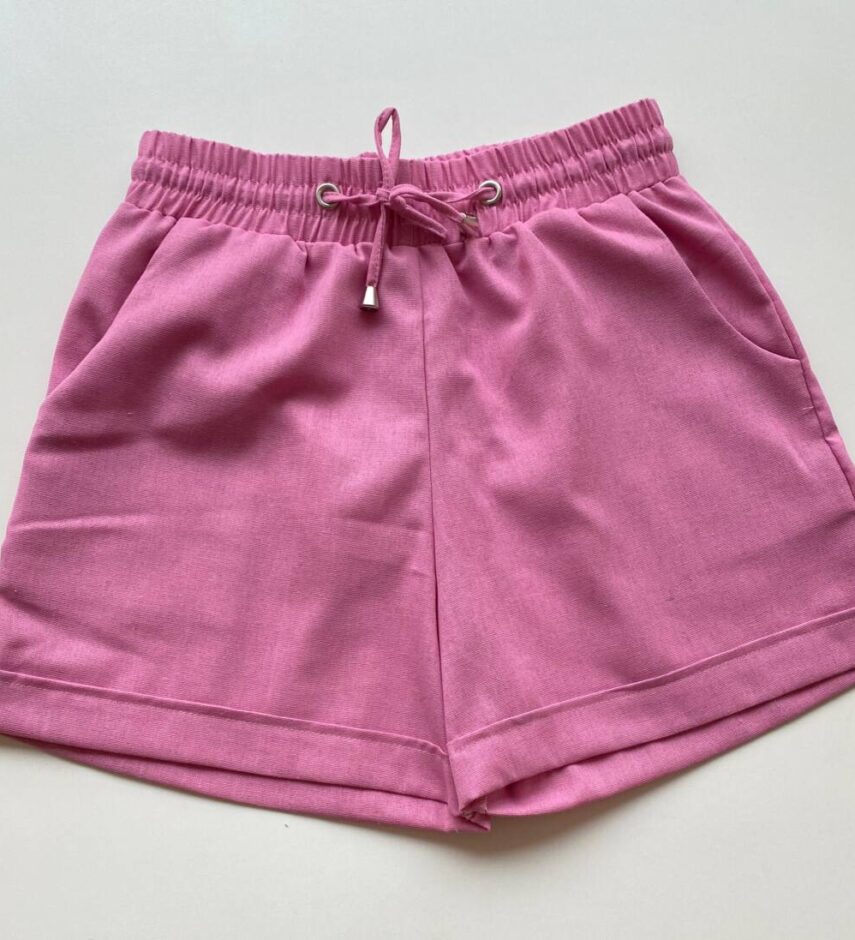 Short Feminino Viscolinho Jade com Bolsos e Amarração Lilás - Fernanda Ramos Store