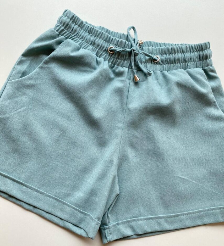 Short Feminino Viscolinho Jade com Bolsos e Amarração Verde Menta - Fernanda Ramos Store