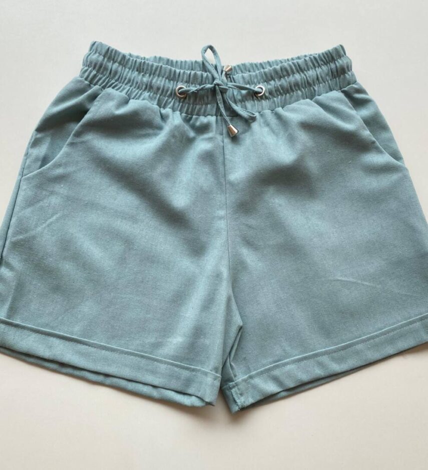 Short Feminino Viscolinho Jade com Bolsos e Amarração Verde Menta - Fernanda Ramos Store