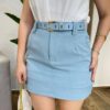 Short Saia Feminino Alfaiataria Emily Azul com Cinto - Fernanda Ramos Store