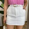 Short Saia Feminino Alfaiataria Emily Off White com Cinto - Fernanda Ramos Store