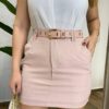 Short Saia Feminino Alfaiataria Emily Rosé com Cinto - Fernanda Ramos Store