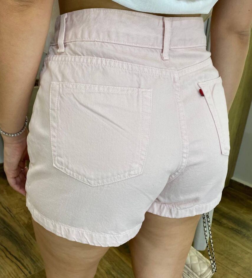 Short Saia Feminino Básico com Bolsos Sarja Rosa 094575 - Fernanda Ramos Store