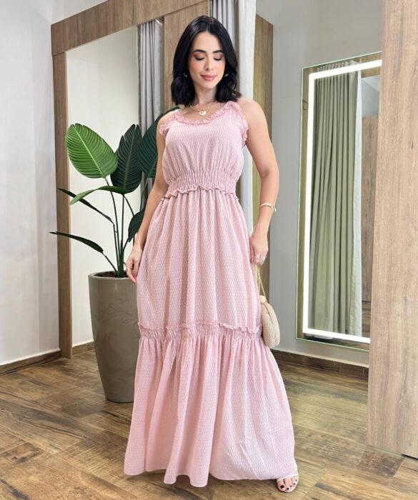 Vestido Feminino Carol Longo sem Bojo com Lastex Rosé - Fernanda Ramos Store