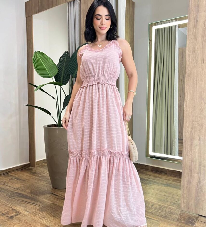 Vestido Feminino Carol Longo sem Bojo com Lastex Rosé - Fernanda Ramos Store