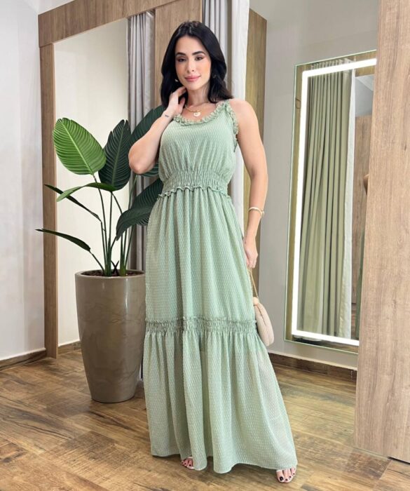 Vestido Feminino Carol Longo sem Bojo com Lastex Verde - Fernanda Ramos Store