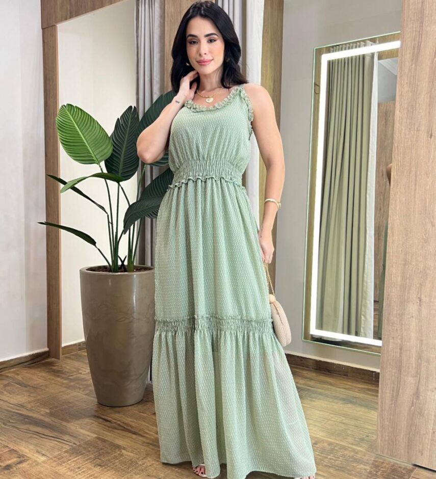 Vestido Feminino Carol Longo sem Bojo com Lastex Verde - Fernanda Ramos Store