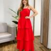 Vestido Feminino Longo Ísis com Bojo em Camadas Vermelho - Fernanda Ramos Store