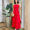 Vestido Feminino Longo Ísis com Bojo em Camadas Vermelho - Fernanda Ramos Store