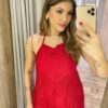 Vestido Feminino Longo Nina Frente Única com Bojo Vermelho - Fernanda Ramos Store