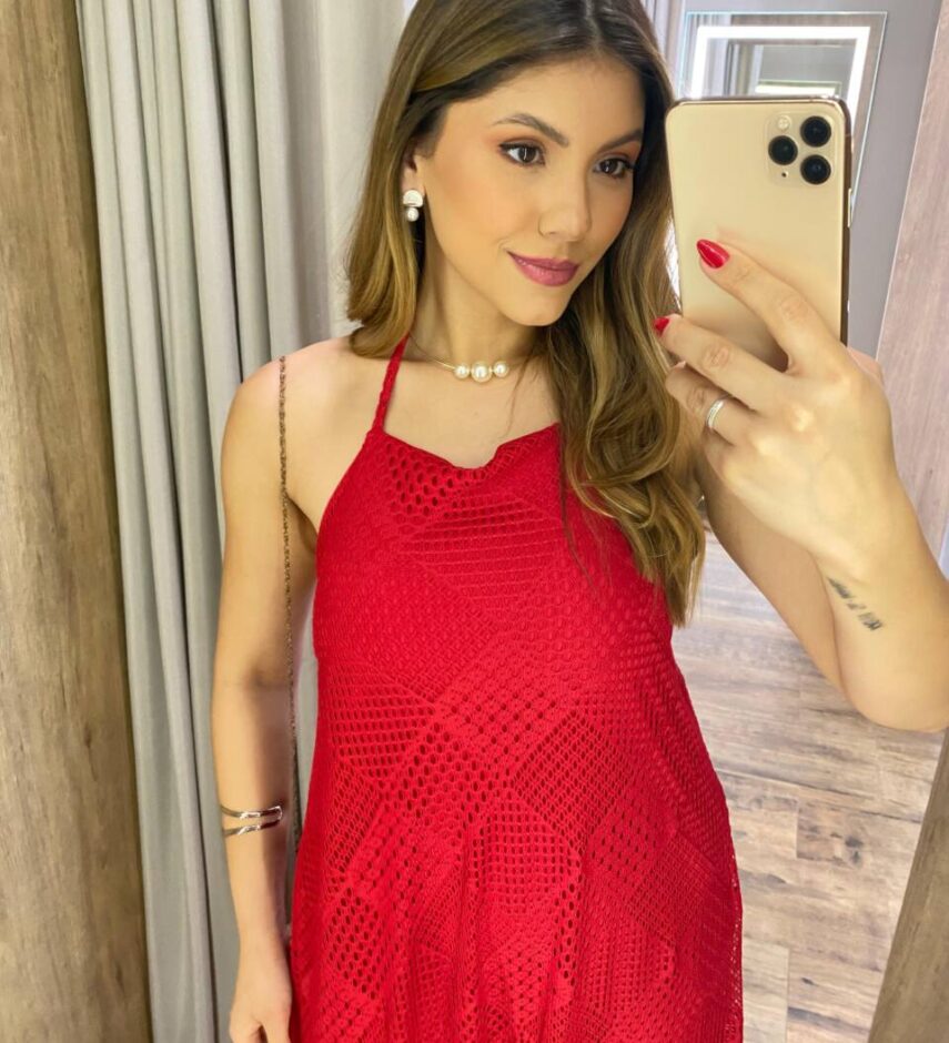 Vestido Feminino Longo Nina Frente Única com Bojo Vermelho - Fernanda Ramos Store