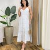 Vestido Midi Catarina sem Bojo Alça Regulável Bordado Branco - Fernanda Ramos Store