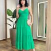 Vestido Midi Crepe Helena com Bojo e Detalhe Transpassado Verde - Fernanda Ramos Store