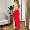 Vestido Midi Lara sem Bojo com Fenda Vermelho - Fernanda Ramos Store