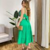 Vestido Midi Laura com Bojo e Amarração Atrás Verde Bandeira - Fernanda Ramos Store