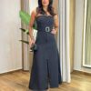 Vestido Midi Louise Tomara que Caia com Bojo e Cinto Preto - Fernanda Ramos Store