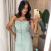 Vestido Midi Louise Tomara que Caia com Bojo e Cinto Verde - Fernanda Ramos Store