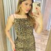 Vestido Midi Mya de Tule Alça Fina sem Bojo Animal Print - Fernanda Ramos Store