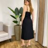 Vestido Midi Rayssa Alça Regulável sem Bojo com Zíper Atrás Preto - Fernanda Ramos Store