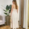 Vestido Midi Sara Viscolinho sem Bojo com Lastex Off White Estampado - Fernanda Ramos Store