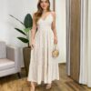 Vestido Midi Sara Viscolinho sem Bojo com Lastex Off White Estampado - Fernanda Ramos Store