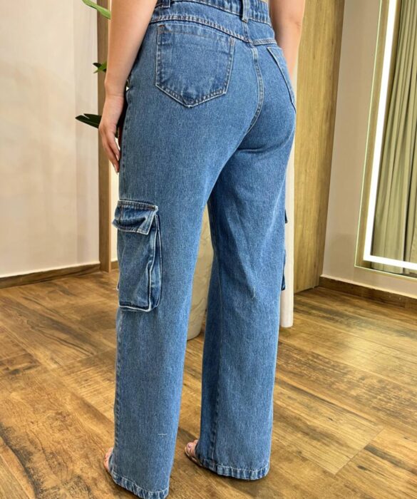 Calça Jeans Feminina Cargo Natasha Lavagem Escura 199 - Fernanda Ramos Store