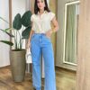 Cropped Feminino Muscle Cléo com Botões e Aplicações Creme - Fernanda Ramos Store