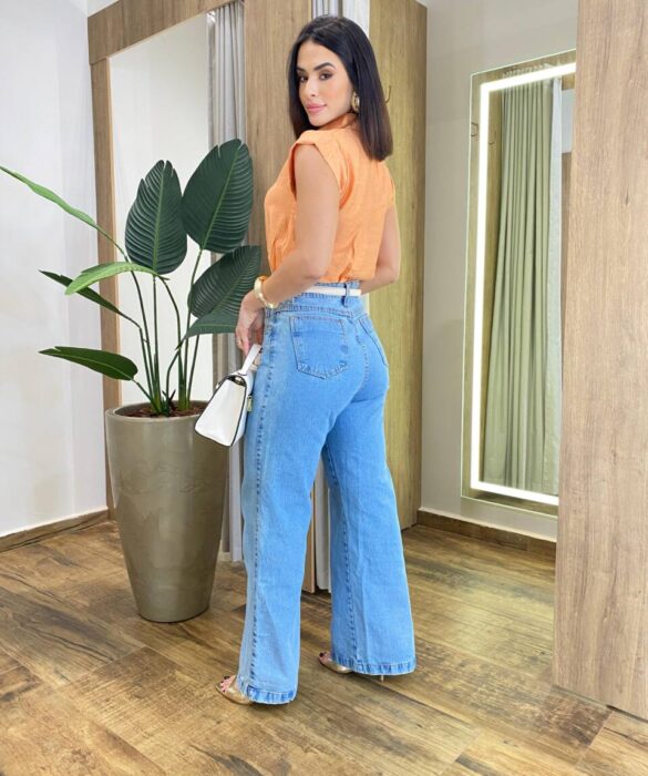 Cropped Feminino Muscle Cléo com Botões e Aplicações Laranja - Fernanda Ramos Store