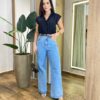 Cropped Feminino Muscle Cléo com Botões e Aplicações Preto - Fernanda Ramos Store