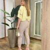 Cropped Oversized Feminino Manga Curta Amarelo Estampado - Fernanda Ramos Store