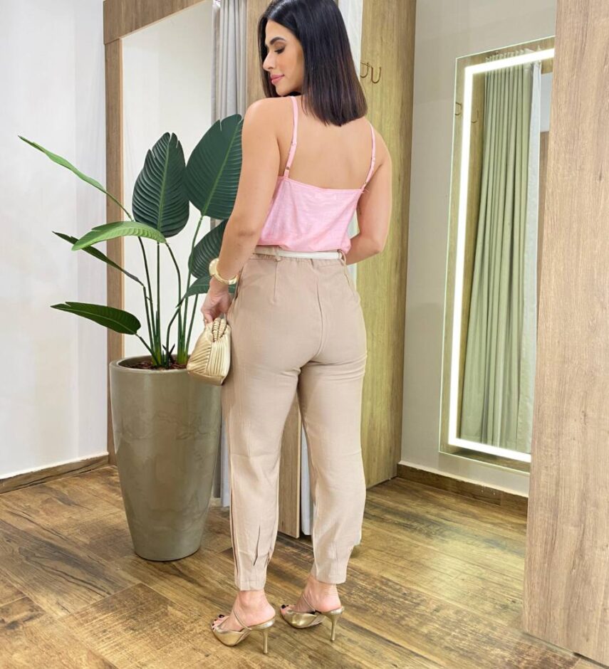 Regata Feminina Amélia com Aplicações em Strass Rosa - Fernanda Ramos Store