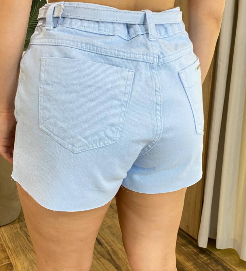 Short Feminino Myla Jeans com Cinto Barra a Fio Azul - Fernanda Ramos Store