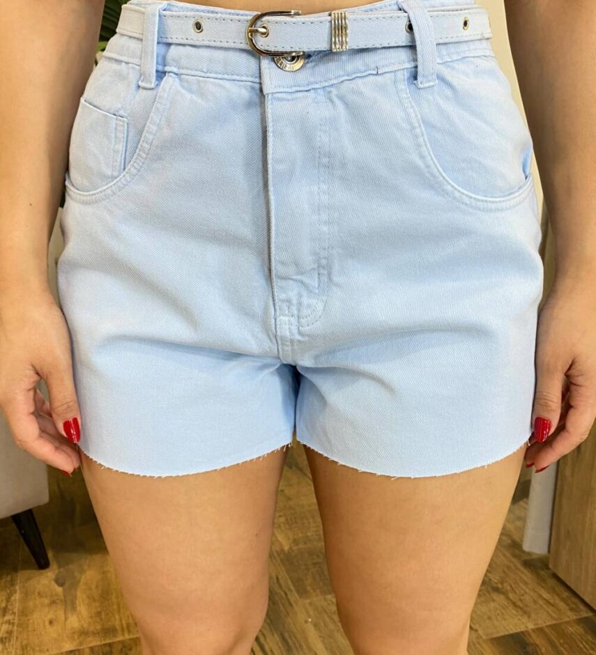 Short Feminino Myla Jeans com Cinto Barra a Fio Azul - Fernanda Ramos Store