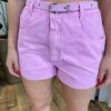 Short Feminino Myla Jeans com Cinto Barra a Fio Rosa - Fernanda Ramos Store