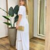 Vestido Feminino Longo Any Manga Princesa com Bojo Off White - Fernanda Ramos Store