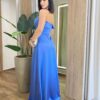 Vestido Feminino Longo Giselle com Bojo e Fenda Zíper Atrás Azul - Fernanda Ramos Store