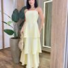 Vestido Feminino Longo Ísis com Bojo em Camadas Amarelo - Fernanda Ramos Store