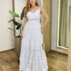 Vestido Feminino Longo Olívia de Laise Alça Regulável com Bojo Branco - Fernanda Ramos Store