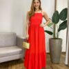 Vestido Longo Catarina sem Bojo com Alça Regulável Vermelho - Fernanda Ramos Store