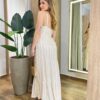 Vestido Longo Cris sem Bojo com Lastex Off White Estampado - Fernanda Ramos Store