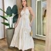 Vestido Longo Cris sem Bojo com Lastex Off White Estampado - Fernanda Ramos Store