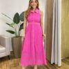 Vestido Longo Rafaela Laise sem Bojo com Botões e Cinto Pink - Fernanda Ramos Store