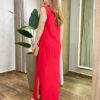 Vestido Longo Rute Viscolinho sem Bojo com Fenda Lateral Vermelho - Fernanda Ramos Store