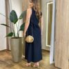 Vestido Midi Ana sem Bojo com Fenda Lateral e Bolsos Preto - Fernanda Ramos Store