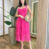 Vestido Midi com Bojo Gabrieli Tule Pink - Fernanda Ramos Store